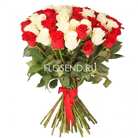 Букет «51 красных и белых роз» - фото 3