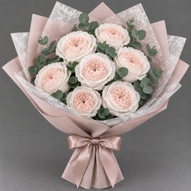 Букет из 7 пионовидных персиковых роз