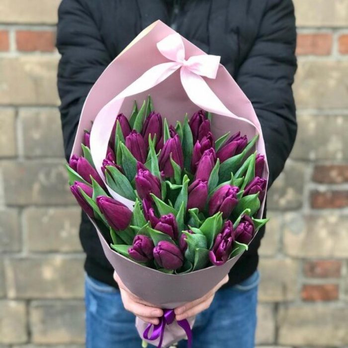 Букет «19 фиолетовых тюльпанов», фото 3