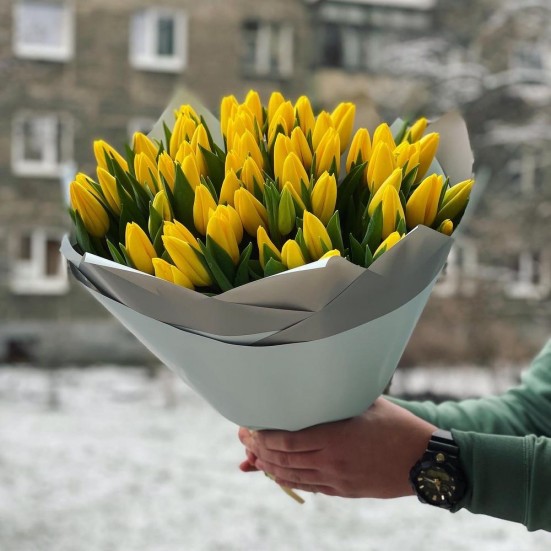 Букет «55 желтых тюльпанов» - фото 5
